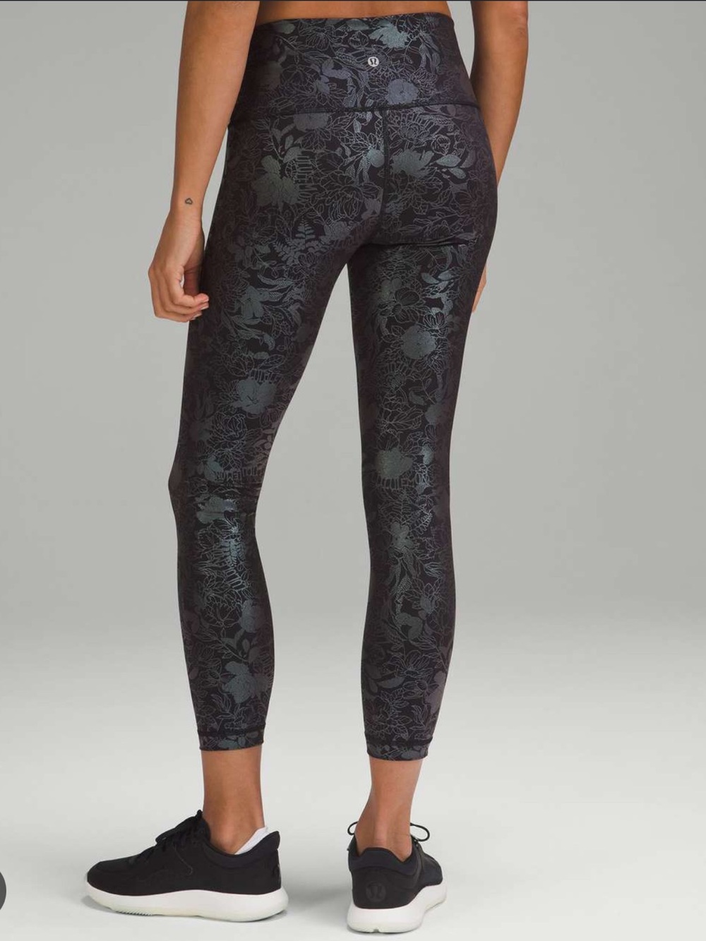 lululemon Black and Metallic Floral High-Rise Legging